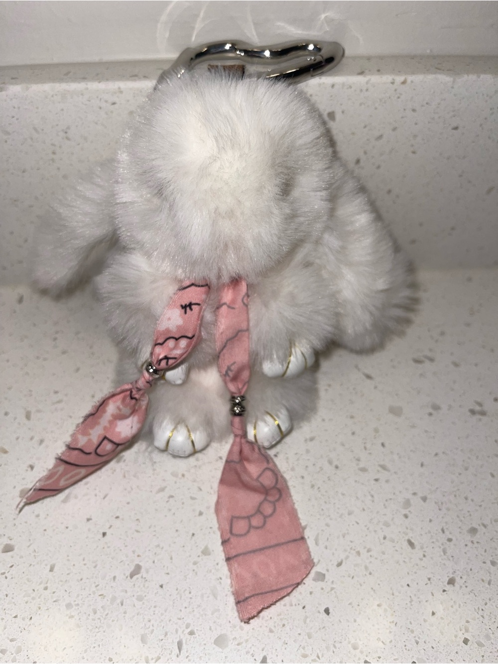 Free People White Bunny Bag Charm